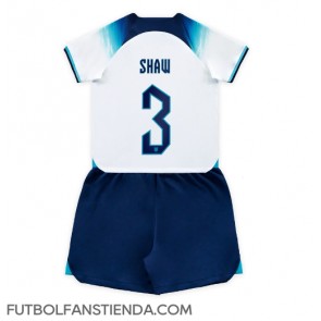 Inglaterra Luke Shaw #3 Primera Equipación Niños Mundial 2022 Manga Corta (+ Pantalones cortos)